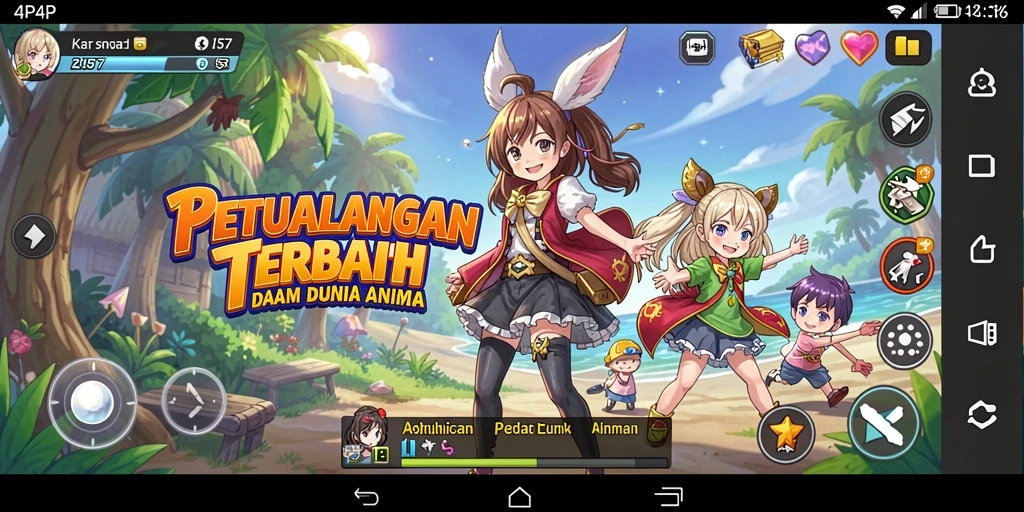 Screenshot utama 4P4P menampilkan aksi seru dalam dunia anime.