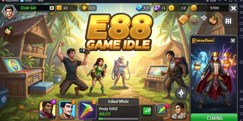 Tampilan gameplay E88 yang menarik dengan karakter Idle beraksi.