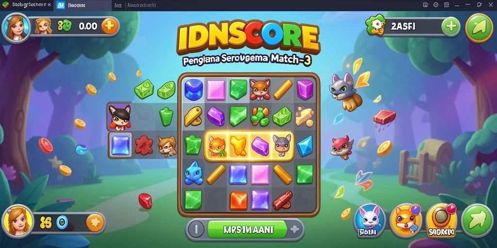 Tampilan menarik dari gameplay seru IDNSCORE Match-3.