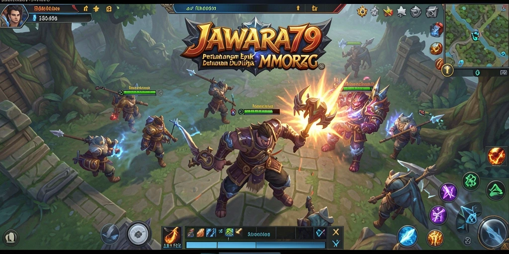 Gameplay <strong>JAWARA79</strong> yang menampilkan pertempuran epik dan eksplorasi dunia.