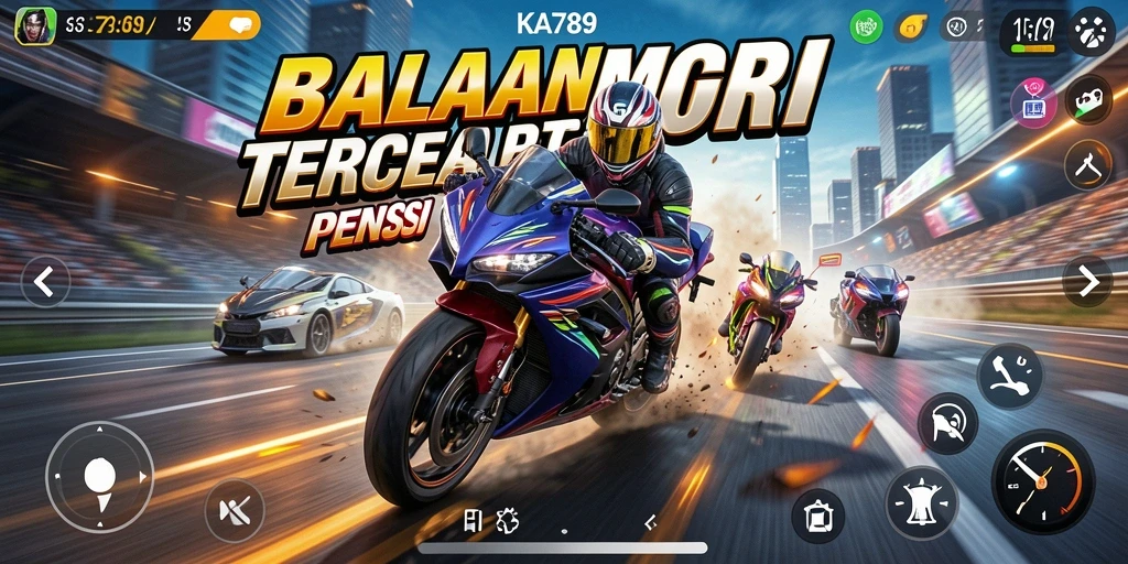 Tangkapan layar gameplay KA789 menampilkan serunya balapan motor.