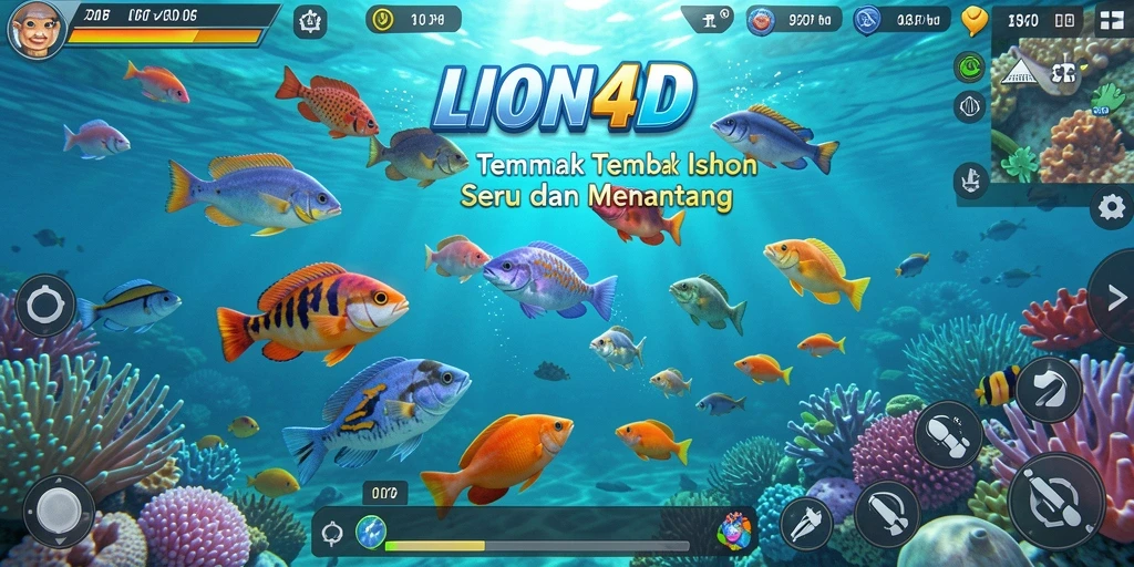 Tampilan gameplay LION4D yang menampilkan aksi Tembak Ikan yang seru.