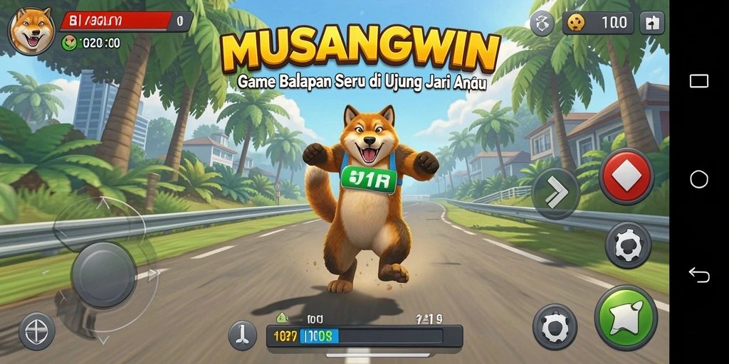Screenshot dari gameplay balapan yang mendebarkan di MUSANGWIN.