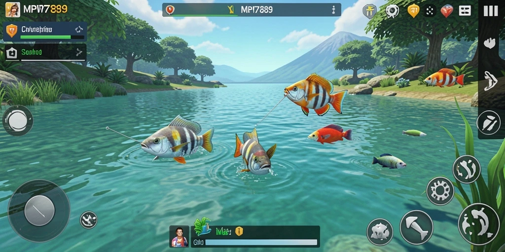 Tangkapan ikan yang memuaskan dalam gameplay memancing.