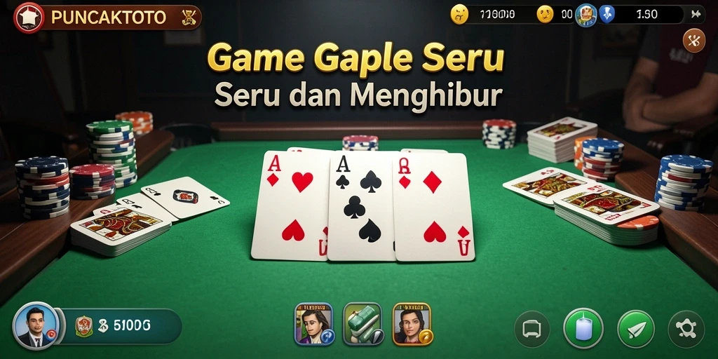 Tampilan gameplay Gaple yang seru dan interaktif dalam PUNCAKTOTO.