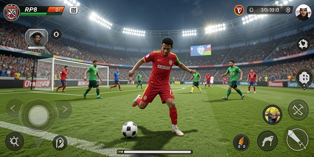 Tangkapan layar RP8 menampilkan gameplay menarik di arena olahraga.