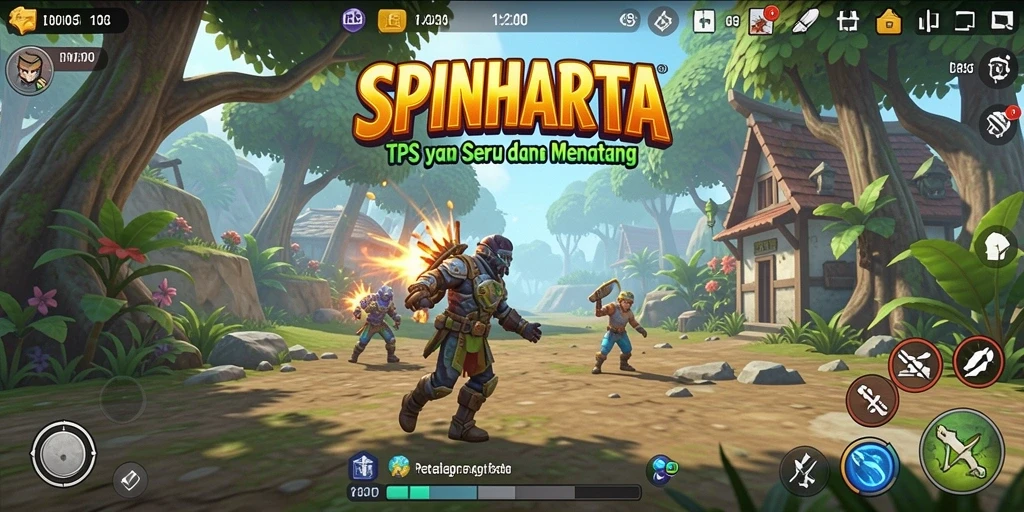 Tampilan gameplay SPINHARTA yang menegangkan dan penuh aksi.
