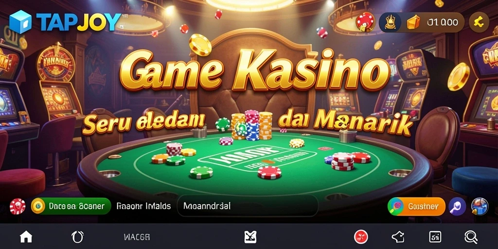 Screenshot TAPJOY menampilkan gameplay Kasino yang mendebarkan dan interaktif.