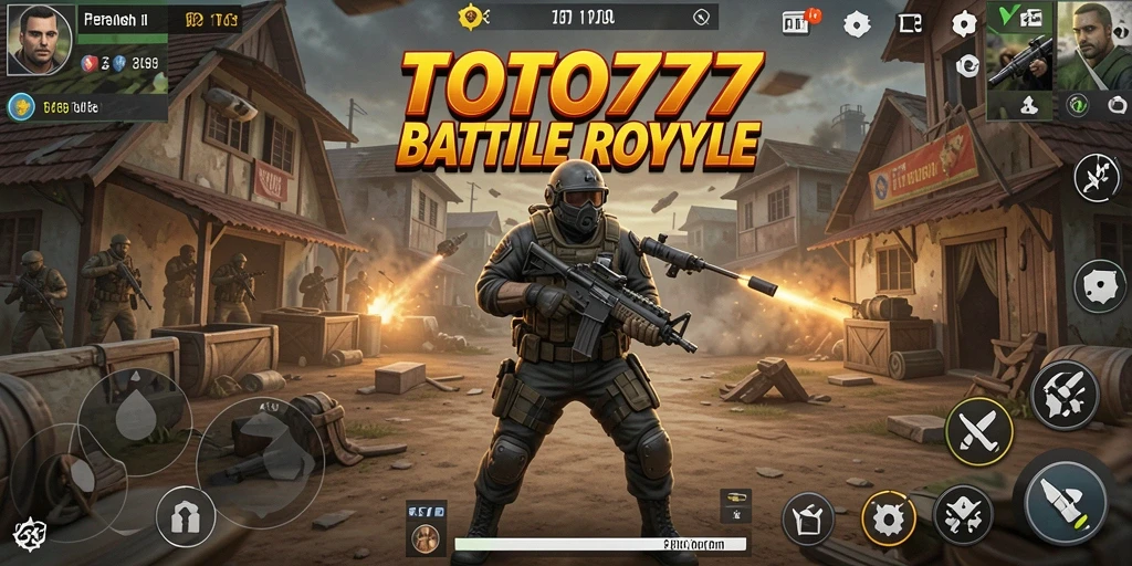 Screenshot menampilkan momen pertempuran intens dalam TOTO777 Battle Royale.