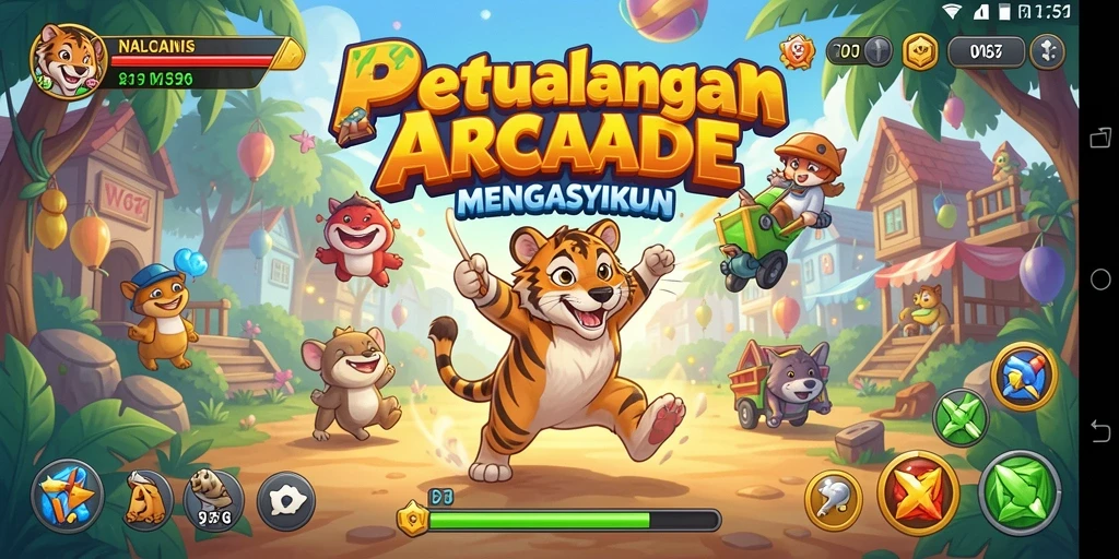 Tampilan seru dalam W67 saat menghadapi rintangan arcade.